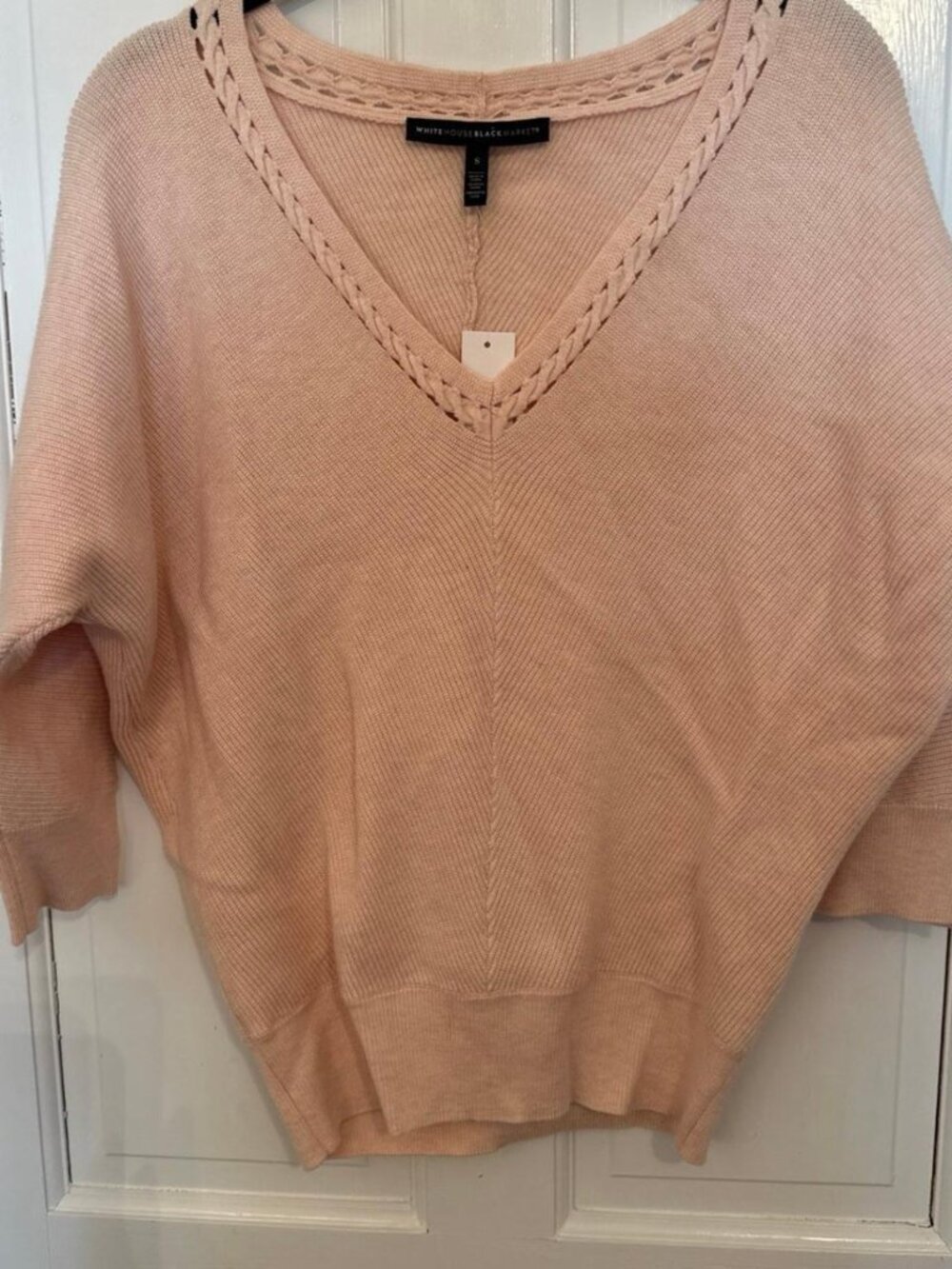 White House Black Market Women's Pink and Cream Jumper